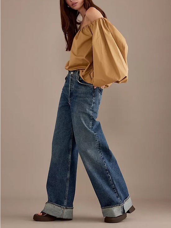 Agolde Denim - AGOLDE Dame High-Rise Wide-Leg Cuffed Jeans